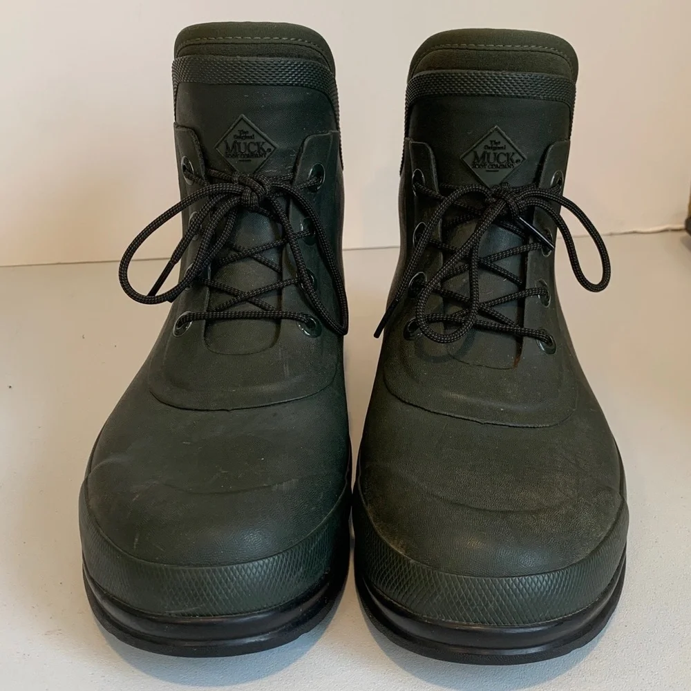 Muck Originals Men's Size 10 Green Waterproof Lace Up Waterproof Rain Boots